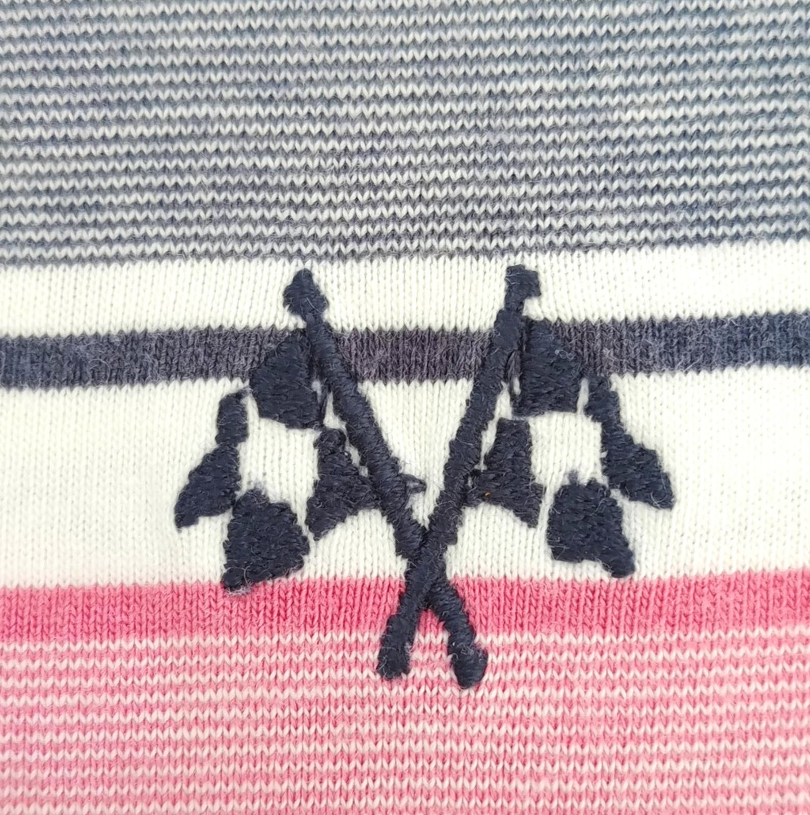 BHS Striped Polo Shirt Men's UK Size M Pink Grey 100% Cotton Embroidered Logo