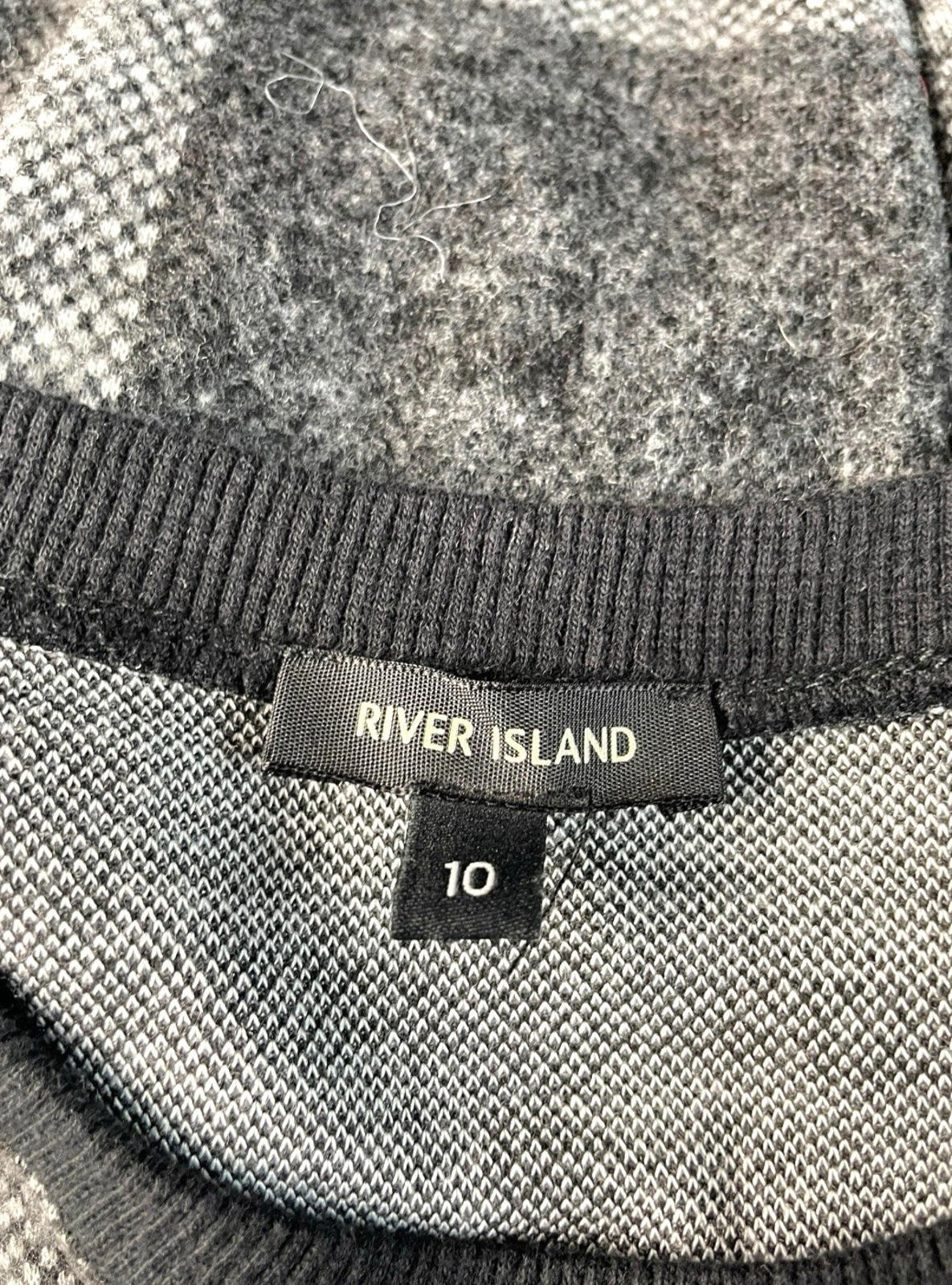 River Island Grey Check Jumper Dress Short Sleeve Women’s UK Size 10