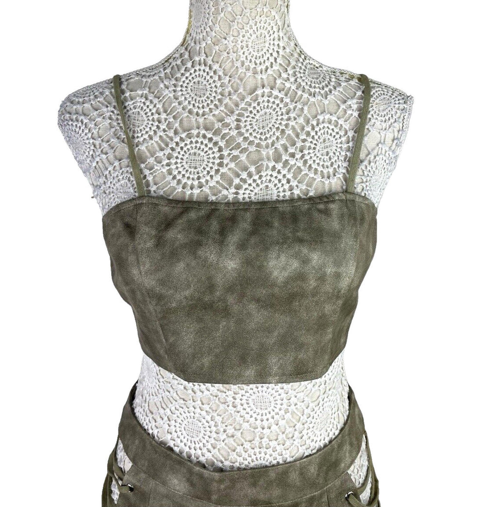 Pretty Little Thing Lace-Up Skirt & Croptop Set Women’s UK Size 8 Faux Leather