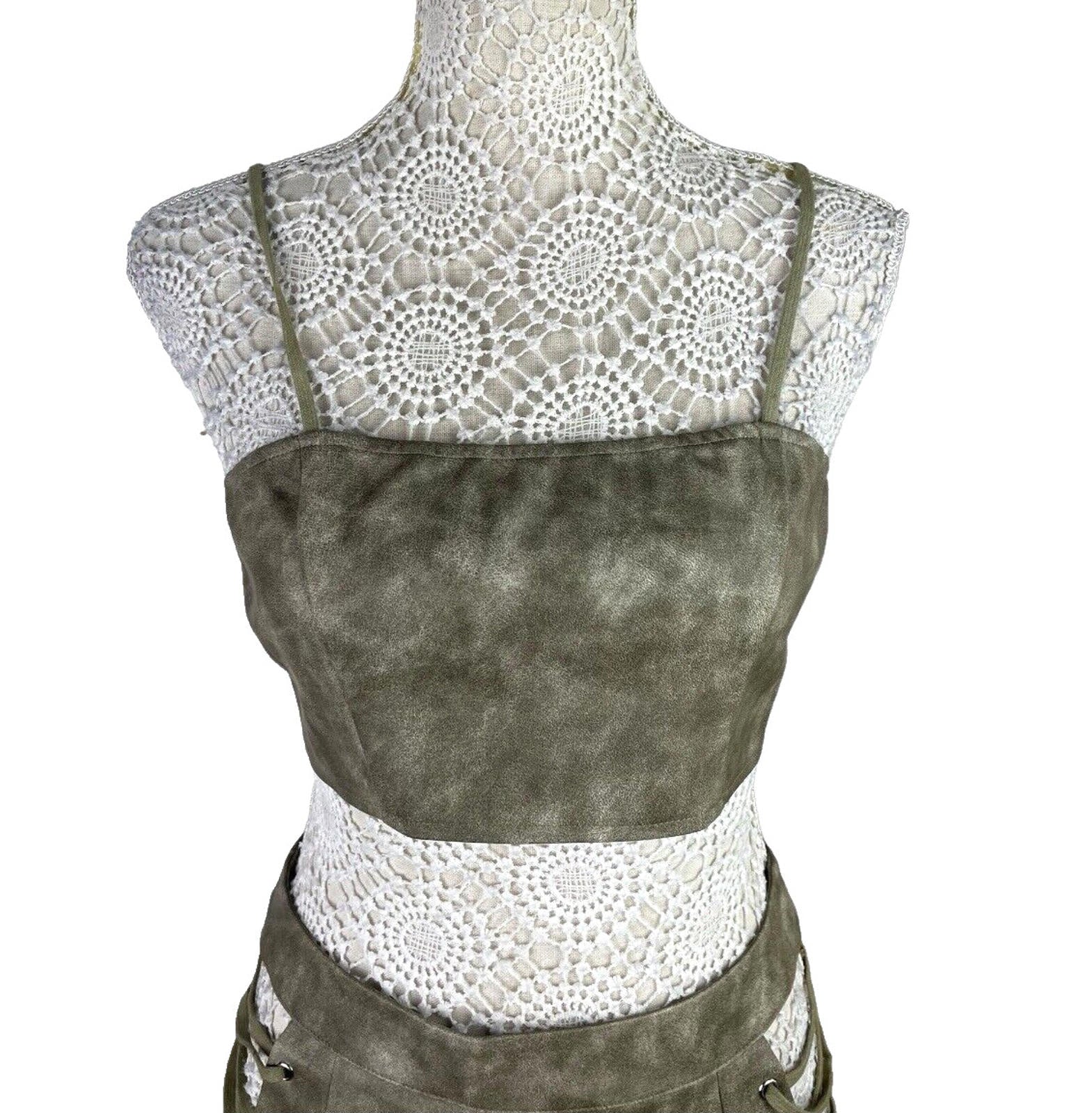 Pretty Little Thing Lace-Up Skirt & Croptop Set Women’s UK Size 8 Faux Leather