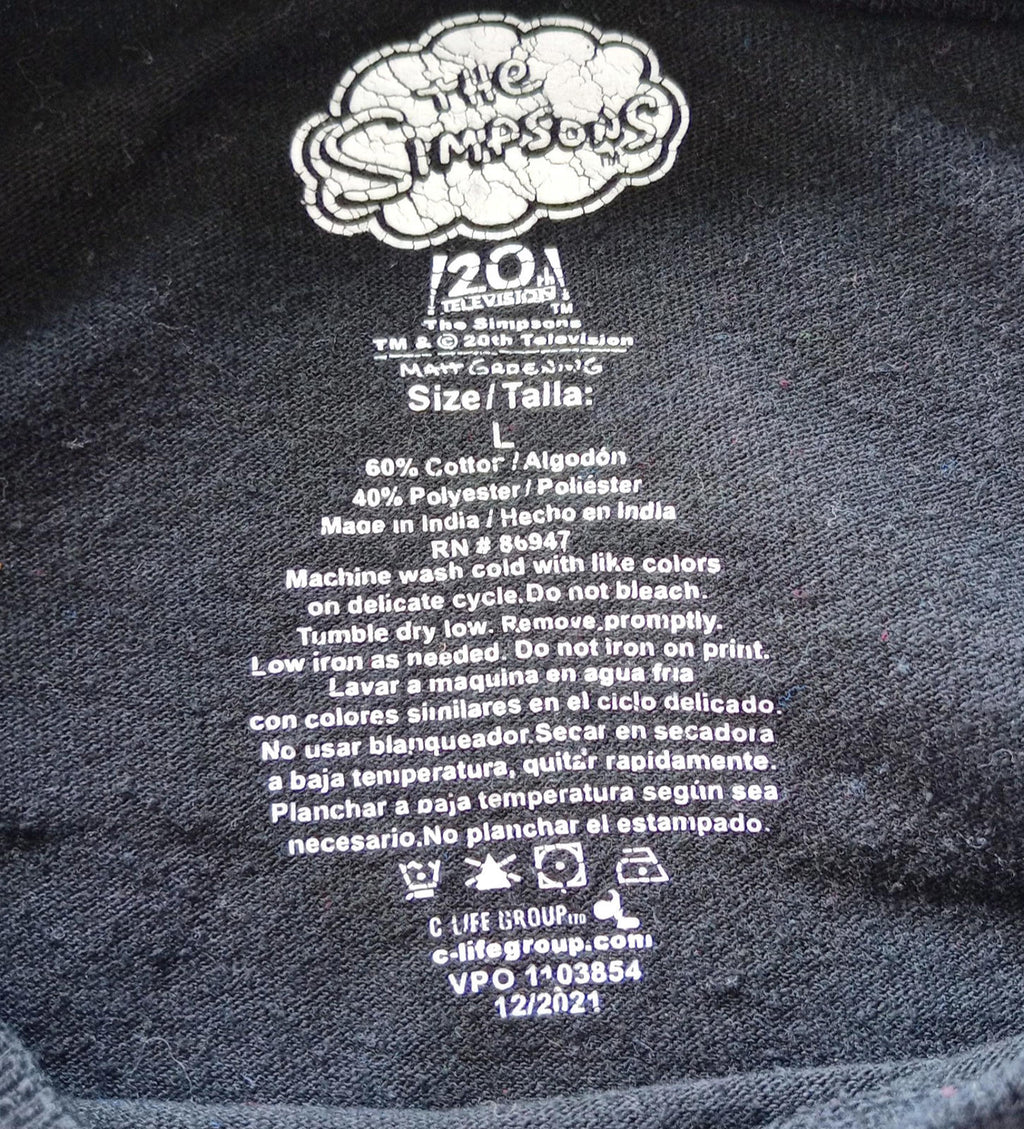 Team Simpsons Graphic Print T-Shirt Men's UK Size L Black Crew Neck Basketball