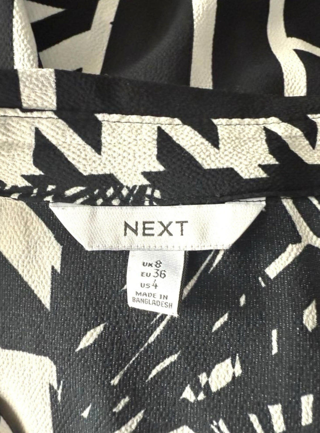 Next Black White Chiffon Shirt Blouse Gold Button Women’s UK Size 8