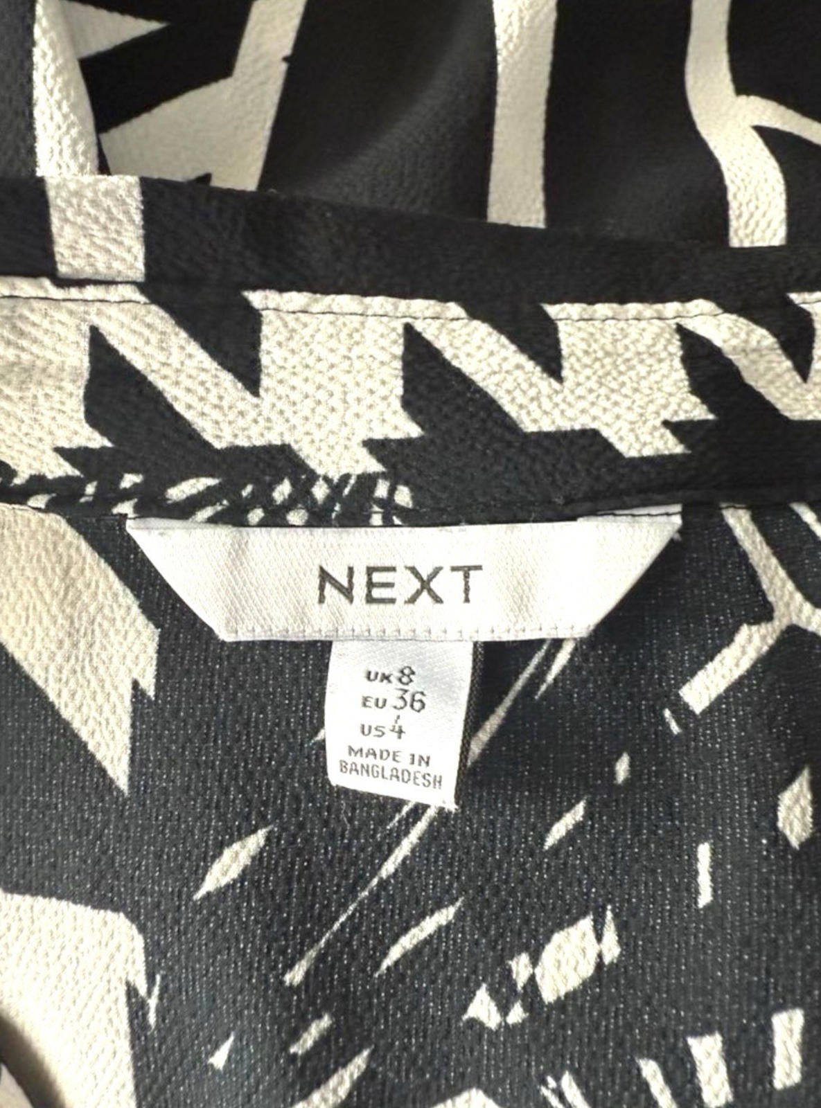 Next Black White Chiffon Shirt Blouse Gold Button Women’s UK Size 8