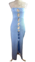 Light Blue Knit Beach Dress Maxi Cut Out Design Women’s UK Size 10-12