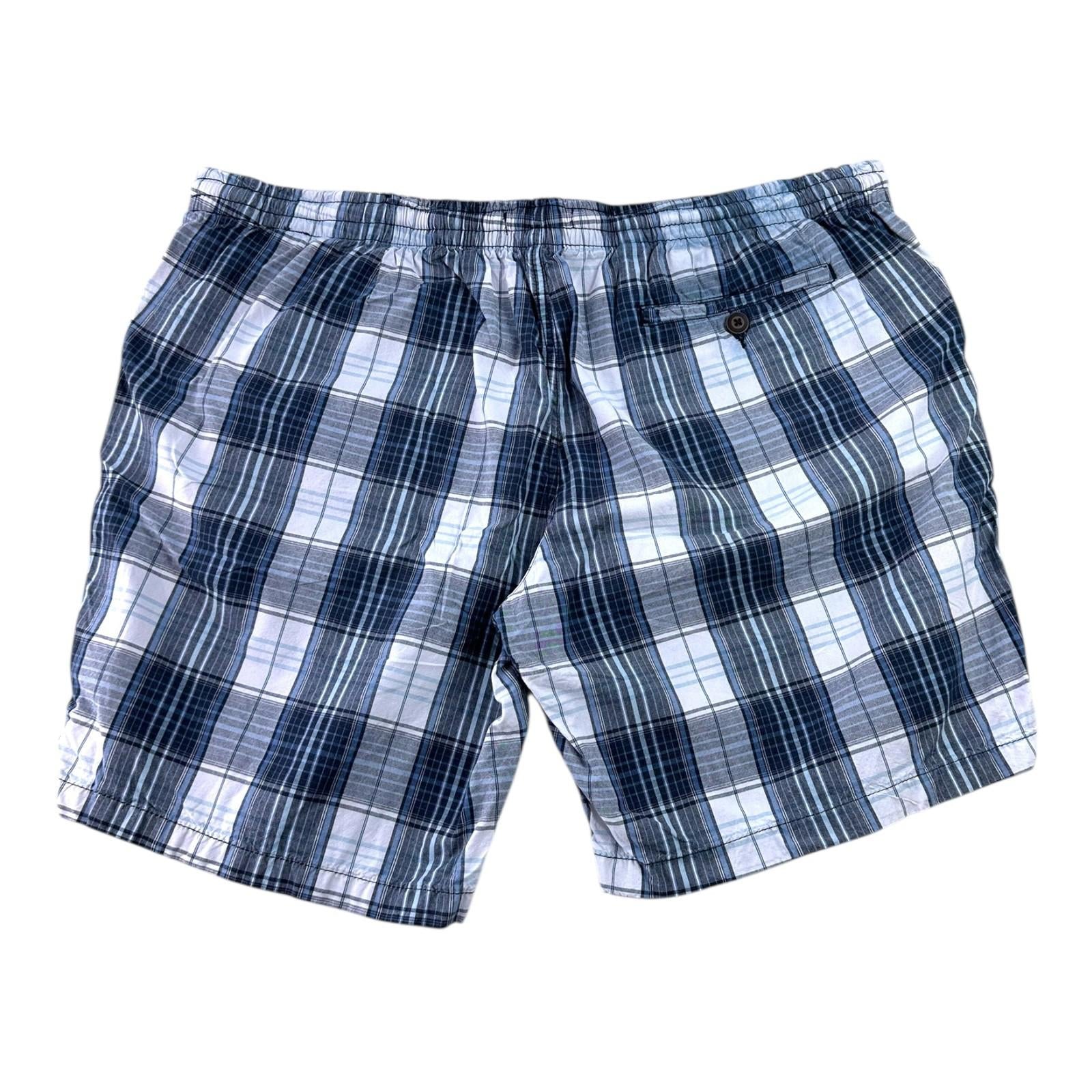 W&B Shorts Men's UK Size 46" W Blue & White Check Casual Wear Drawstring Pockets