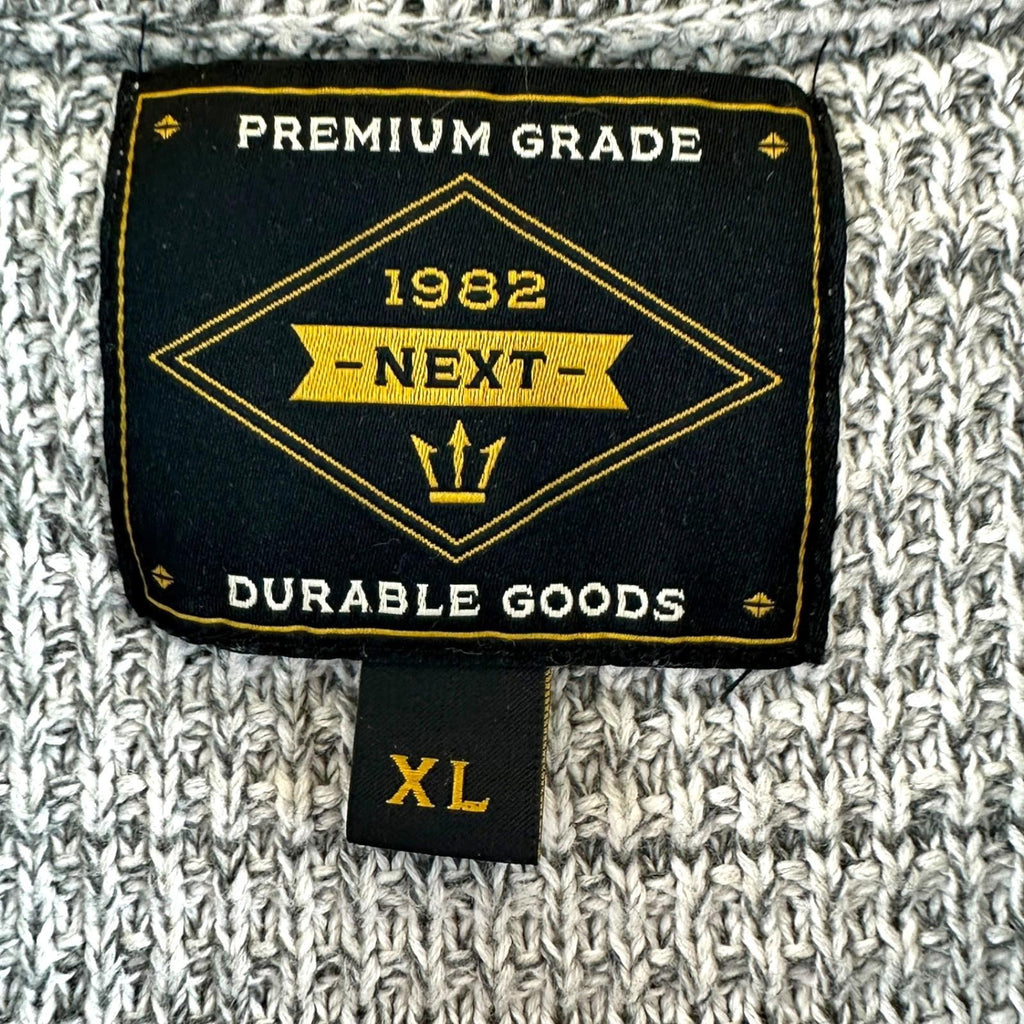 Next Knit Jumper Men's UK Size XL Grey 1/4 Zip Embroidered Logo Long Sleeve