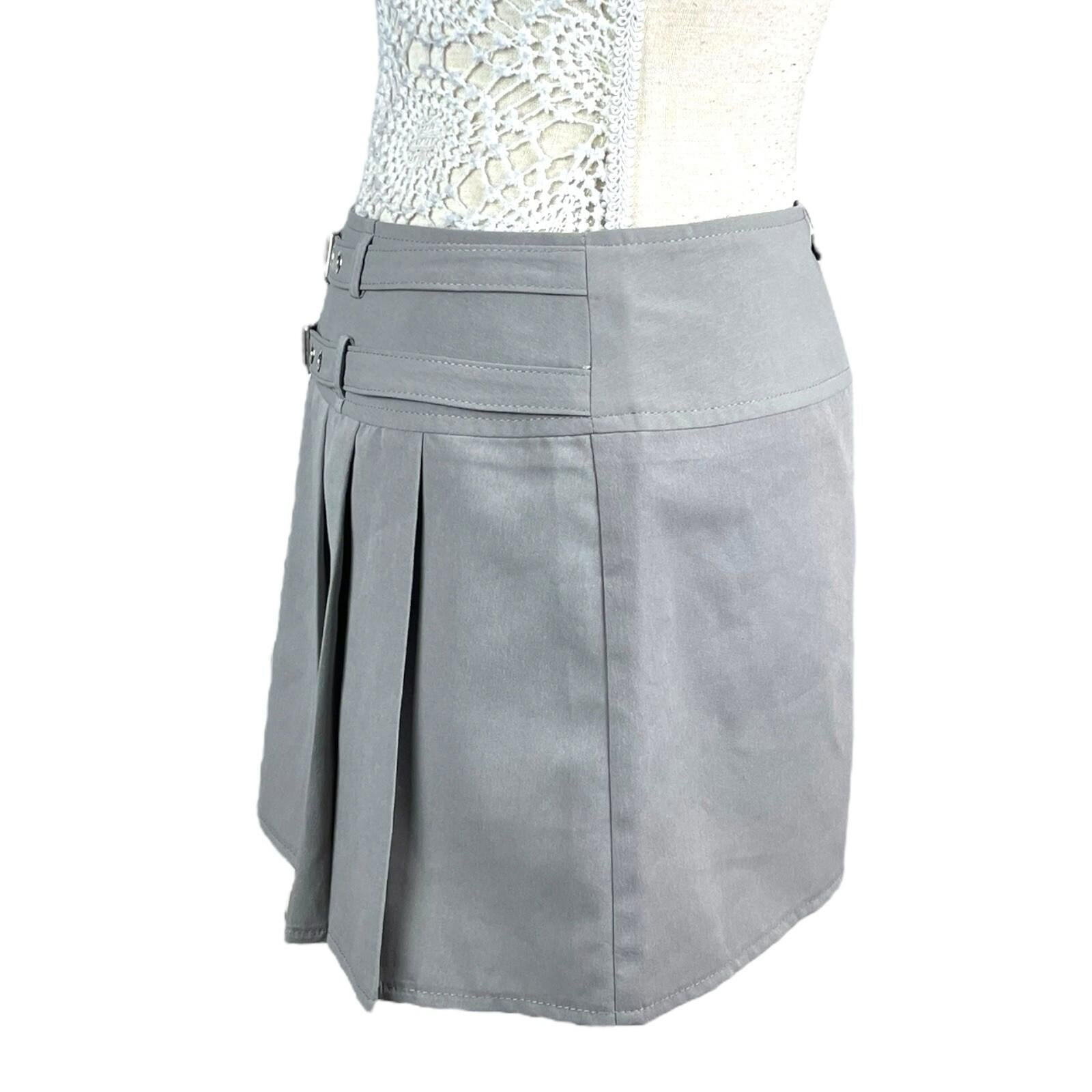 Ravi Famous Grey Pleated Skirt Double Buckle Women’s UK Size 10