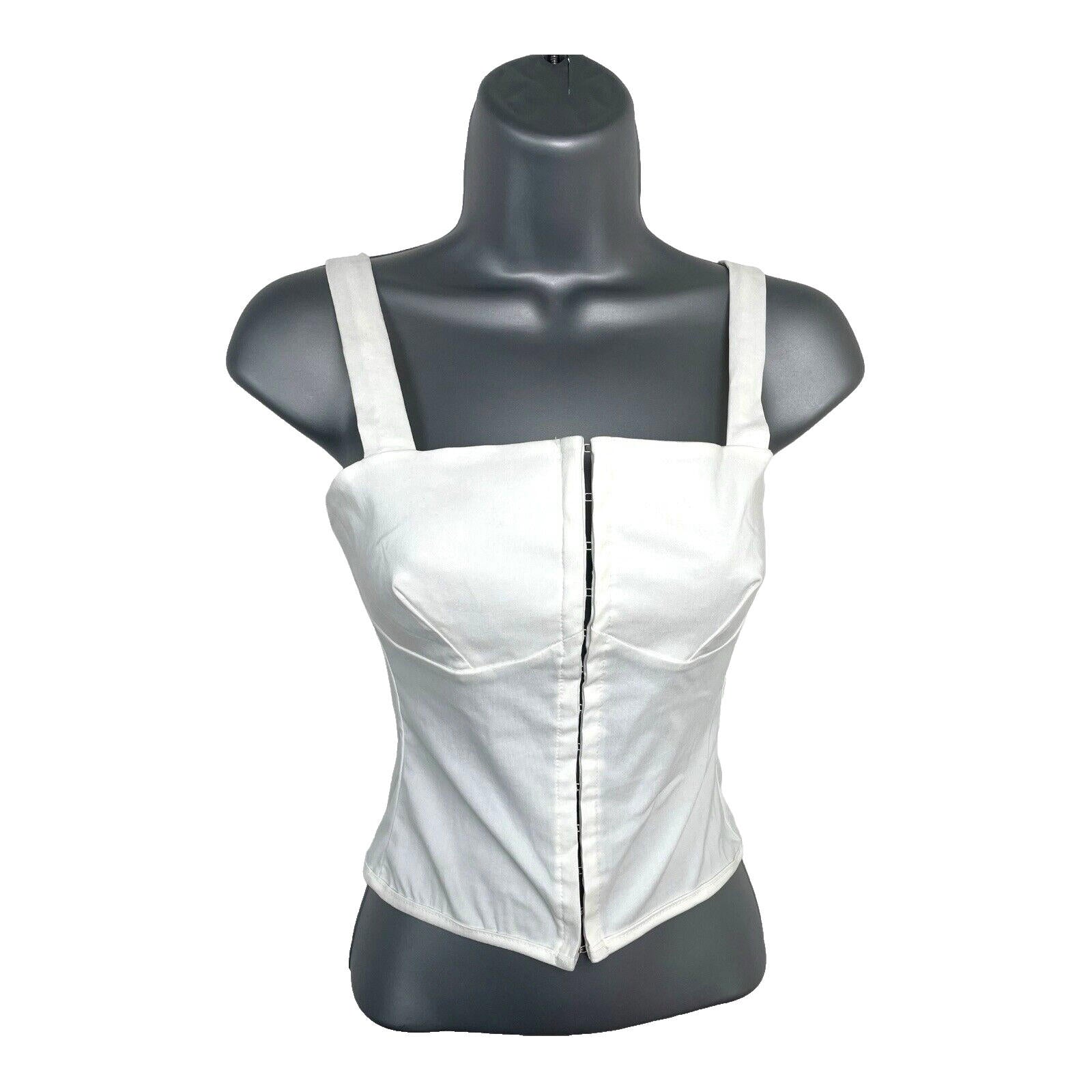 Pretty Little Thing White Vest Top Hook & Loop Front Women’s UK Size 8 Stretch