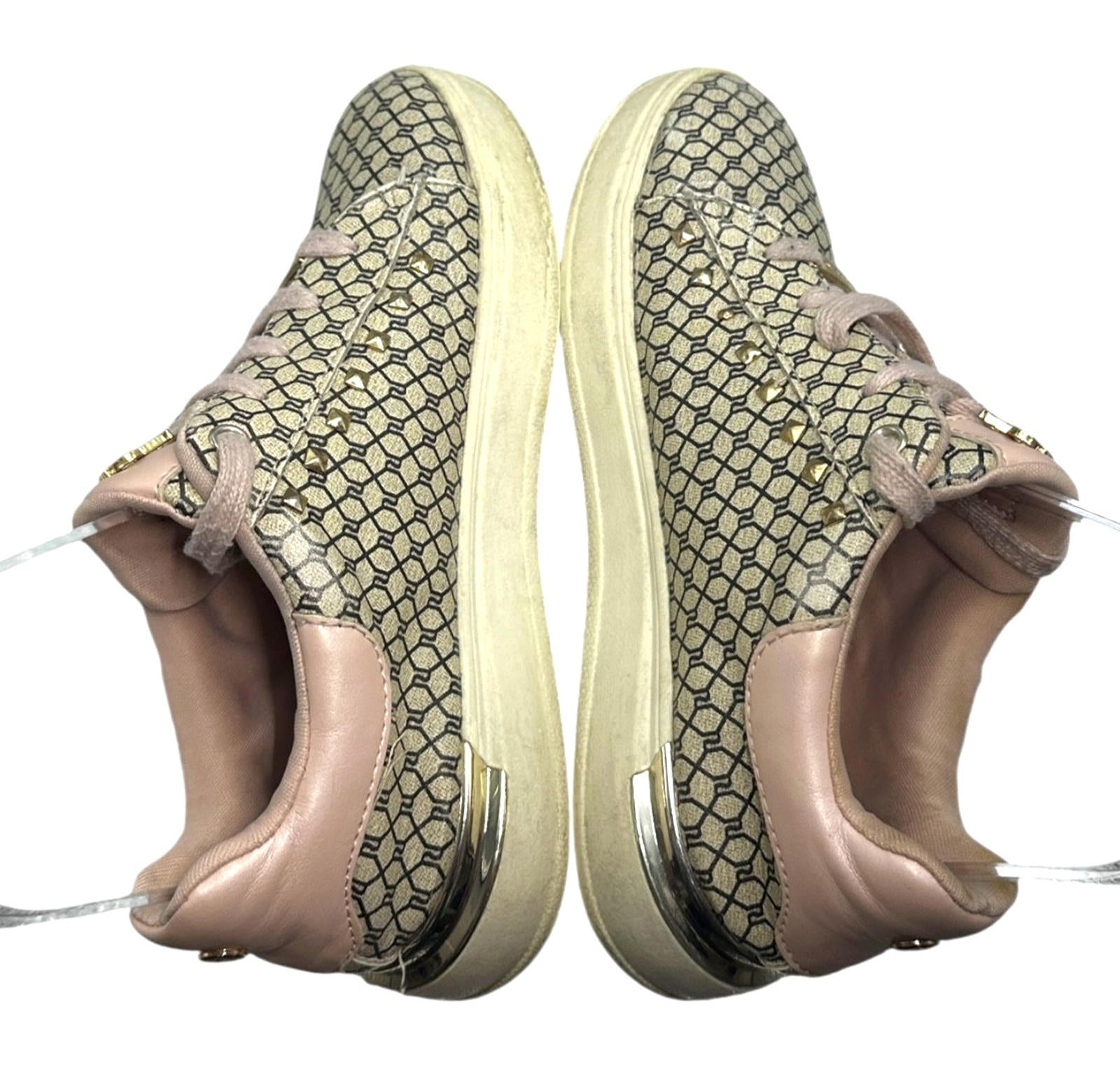 River Island Pumps Women's UK Size 1 Beige Floral Print Chrome Accents Lace Up