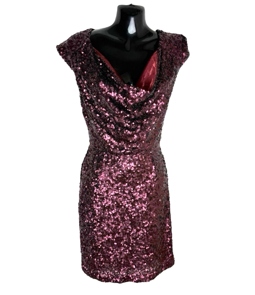 French Connection Deep Purple Sequin Mini Dress Women’s UK Size 6