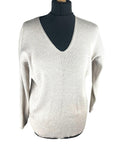 George Beige Ribbed Thin Jumper V Neck Women’s UK Size S