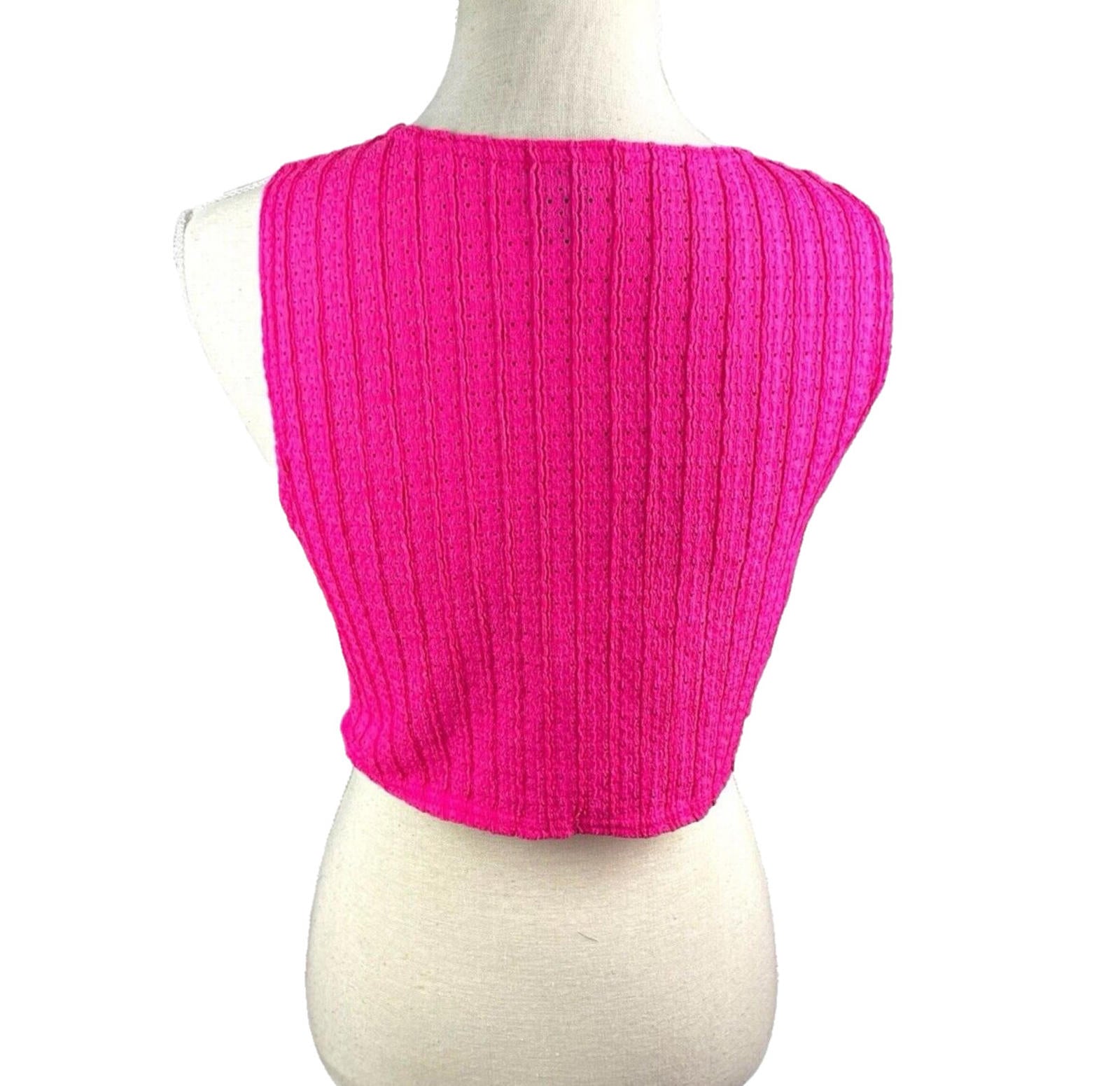 Pretty Little Thing Crop Top Women's UK Size 8 Pink Textured Sleeveless Summer