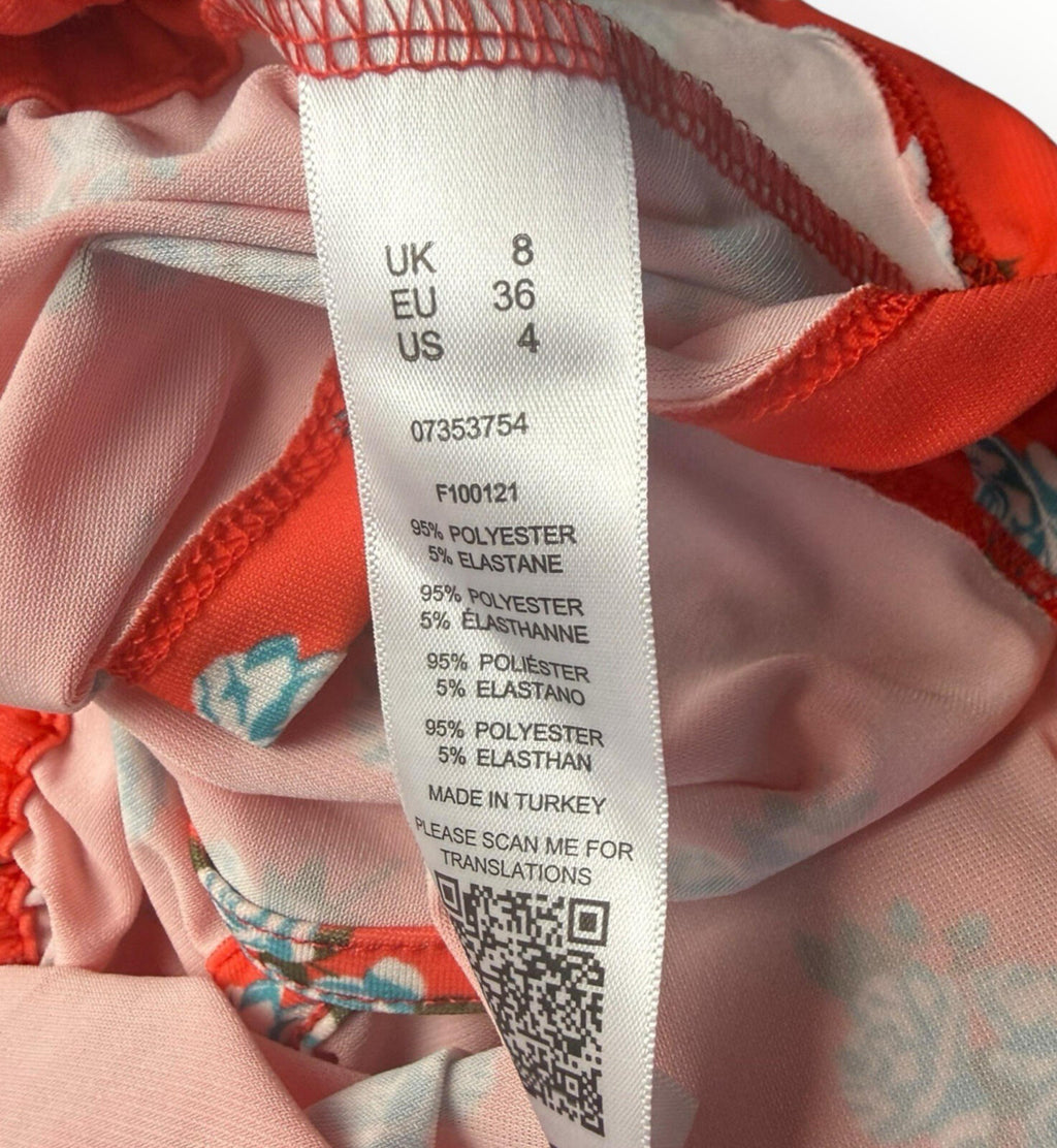 ASOS Floral Croptop Women's UK Size Tie Front Short Sleeve Orange