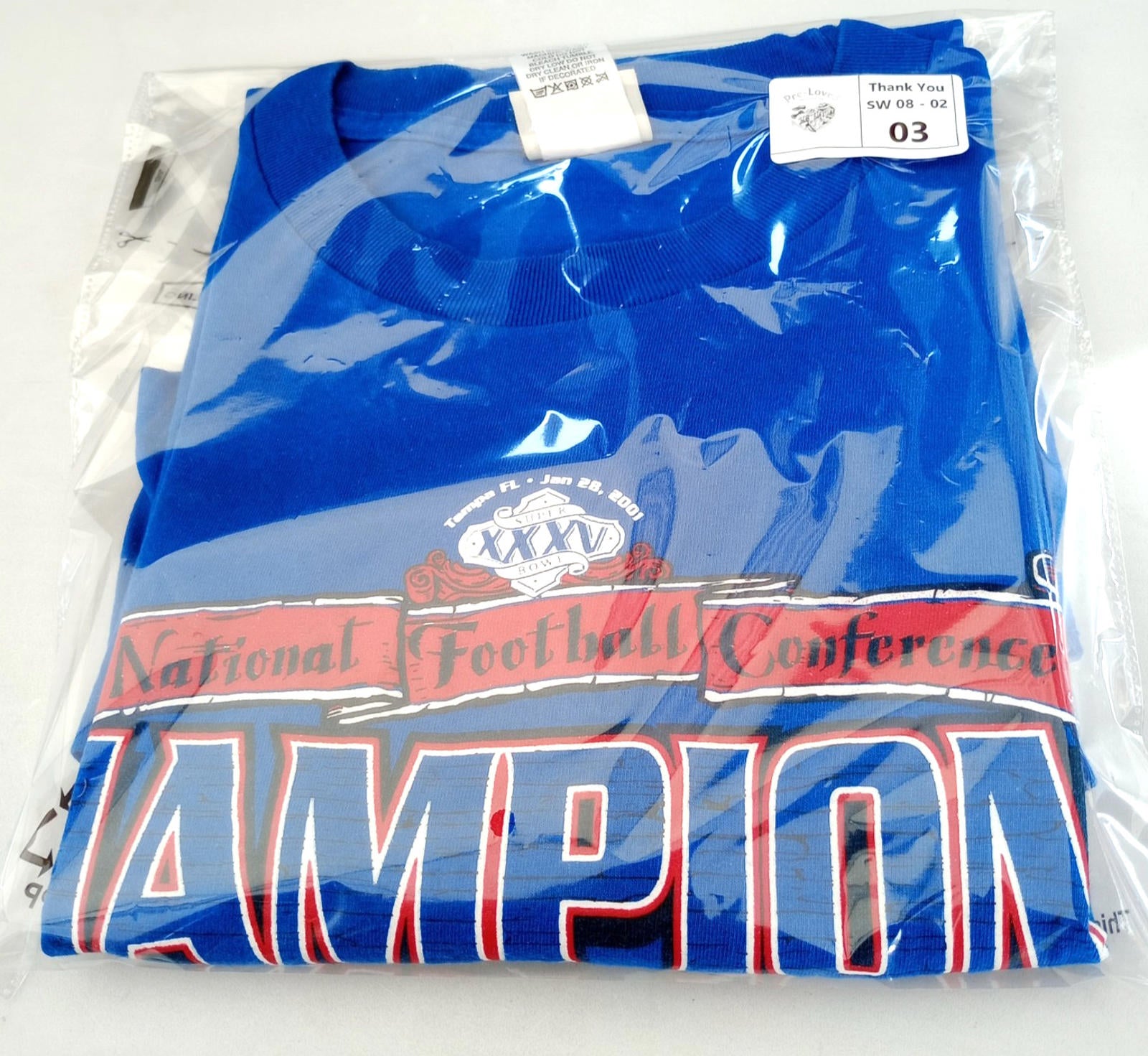 Vintage Lee NFC American Football T-Shirt Men's UK Size XL Blue Superbowl
