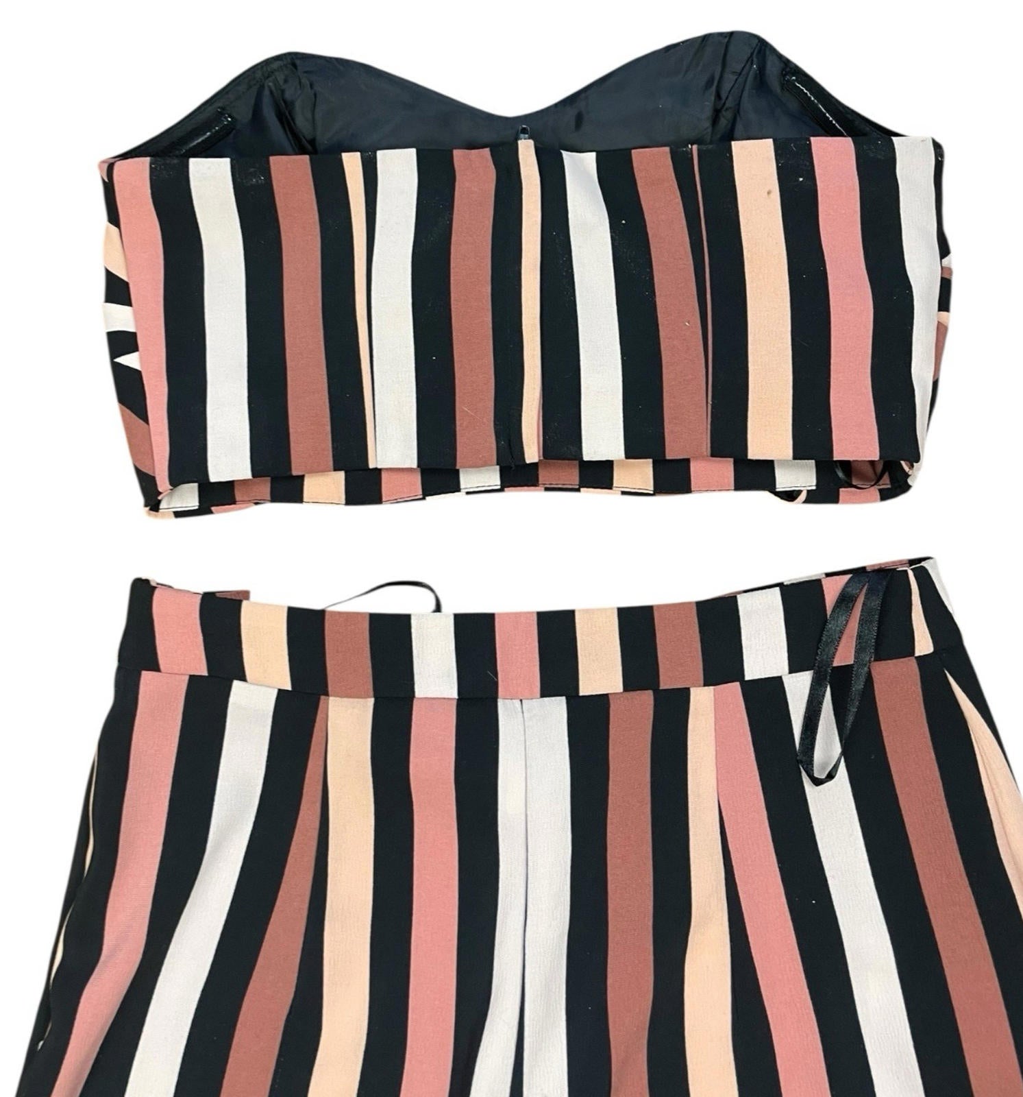 Miss Selfridge Striped Co Ord Set Women’s UK Size 6 Petite Wide Leg Strapless