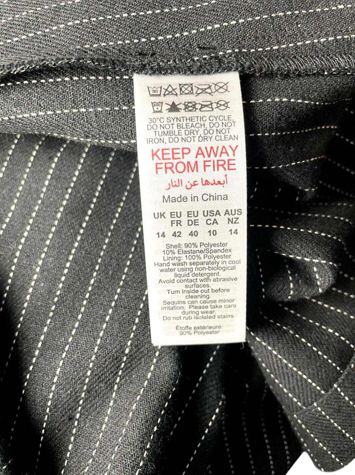 Pretty Little Thing Blazer Jacket Black Stripe Shoulder Pads Women’s UK Size 14