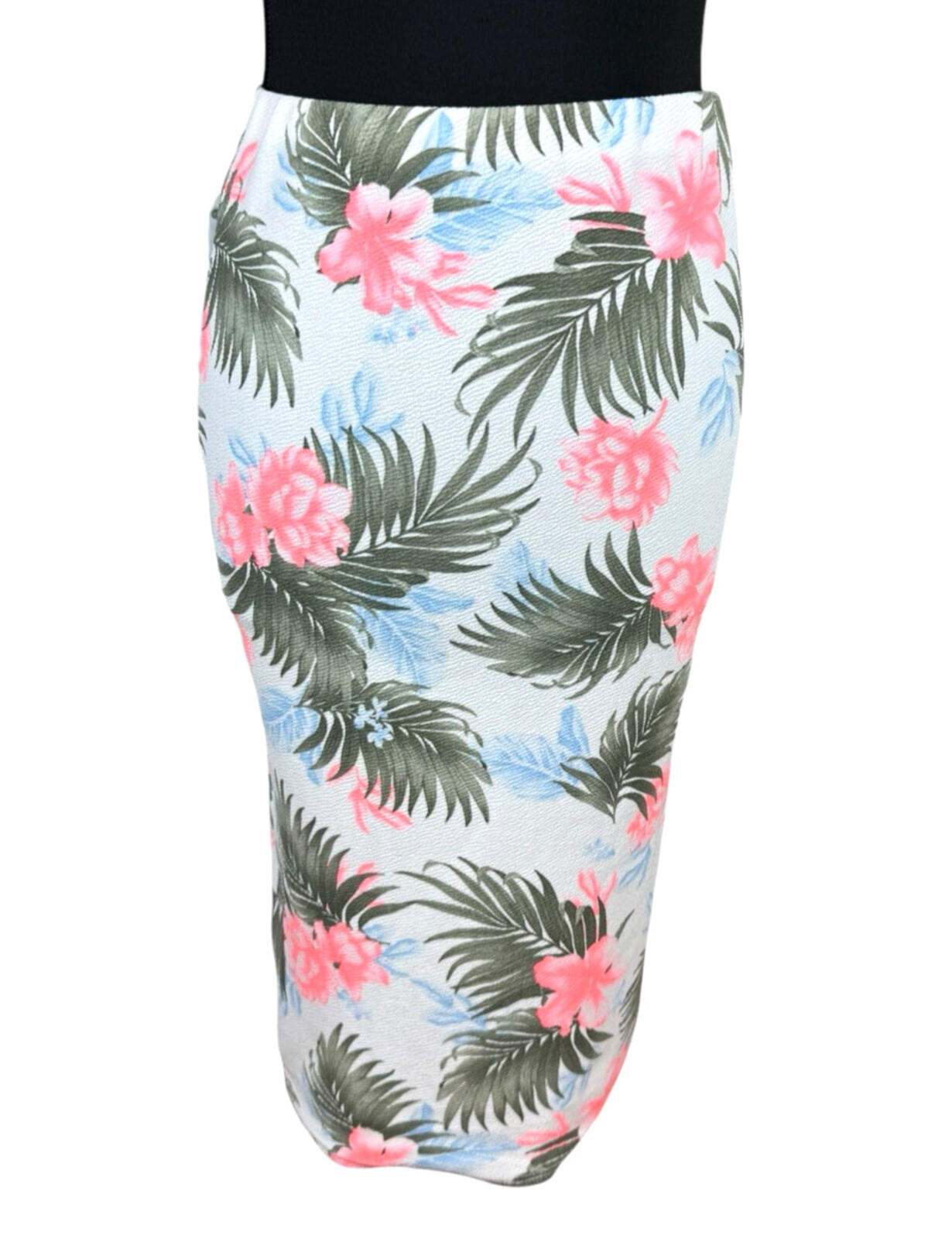 New Look Pencil Skirt Women’s UK Size 10 High Waist Stretch Tropical Print