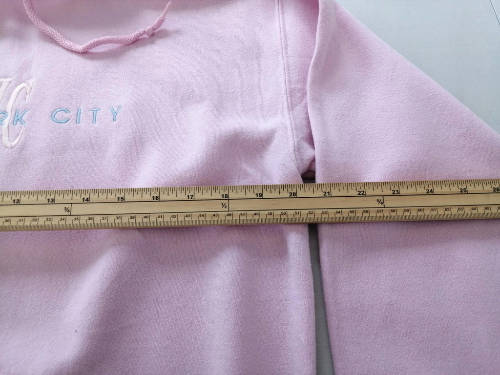 New York City Embroidered Hoodie Men's Size M Pink Jersey Hooded Pockets Sports
