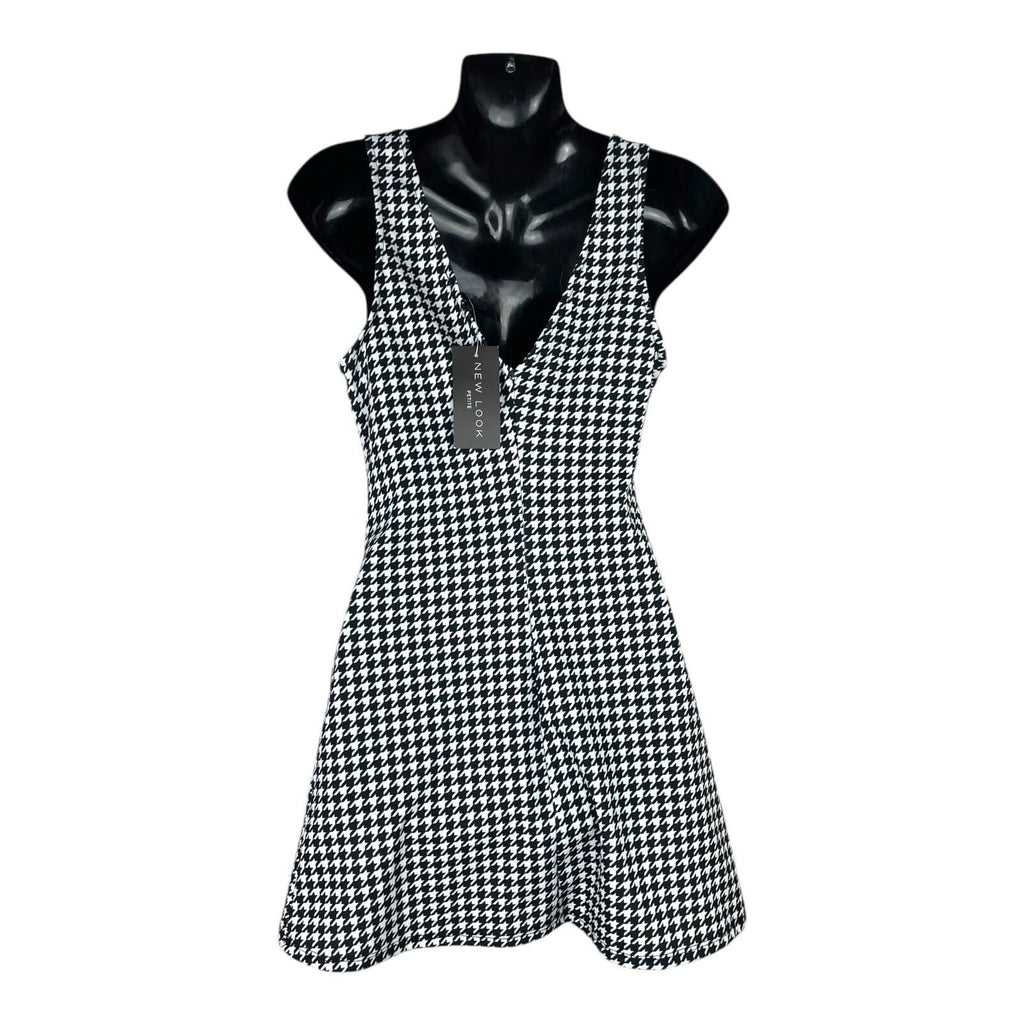 New Look Houndstooth Print Midi Dress Women’s UK Size 6 Petite A-Line V-Neck