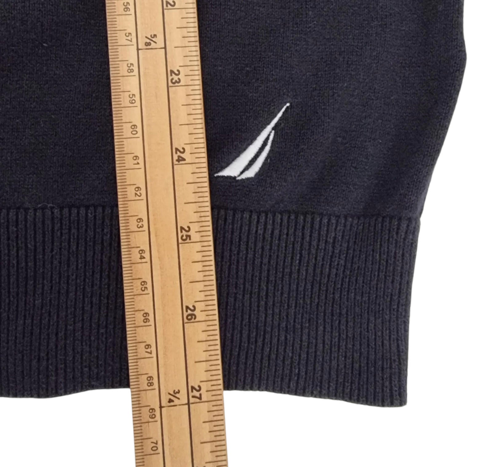 Nautica Knit Jumper Men's UK Size L Navy Blue V-Neck Nautical Sweater Pullover
