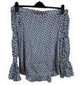 River Island Satin Off Shoulder Top Women’s UK Size 12 Logo Print White Navy