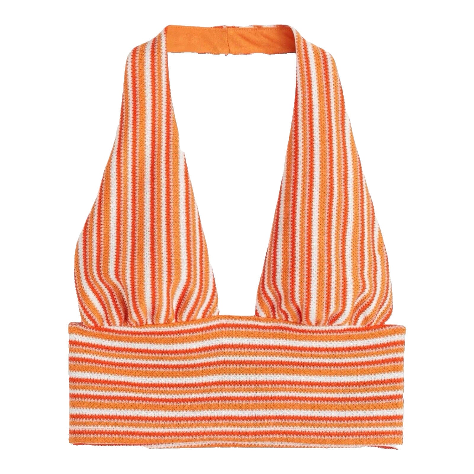 Divided Halterneck Croptop Orange Stripe Women’s UK Size XS