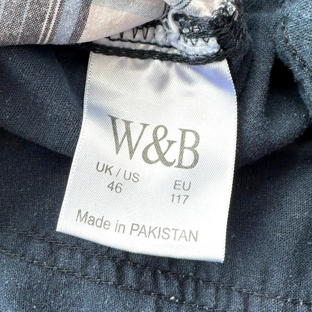 W&B Shorts Men's UK Size 46" W Blue & White Check Casual Wear Drawstring Pockets