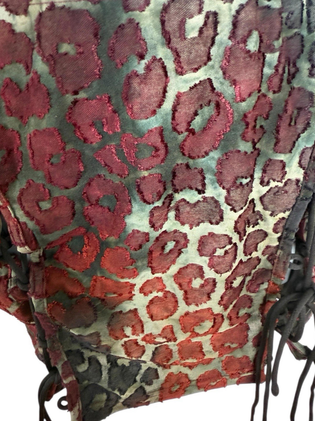 Pretty Little Thing Textured Mini Skirt Black Red Animal Print Women’s UK Size 8