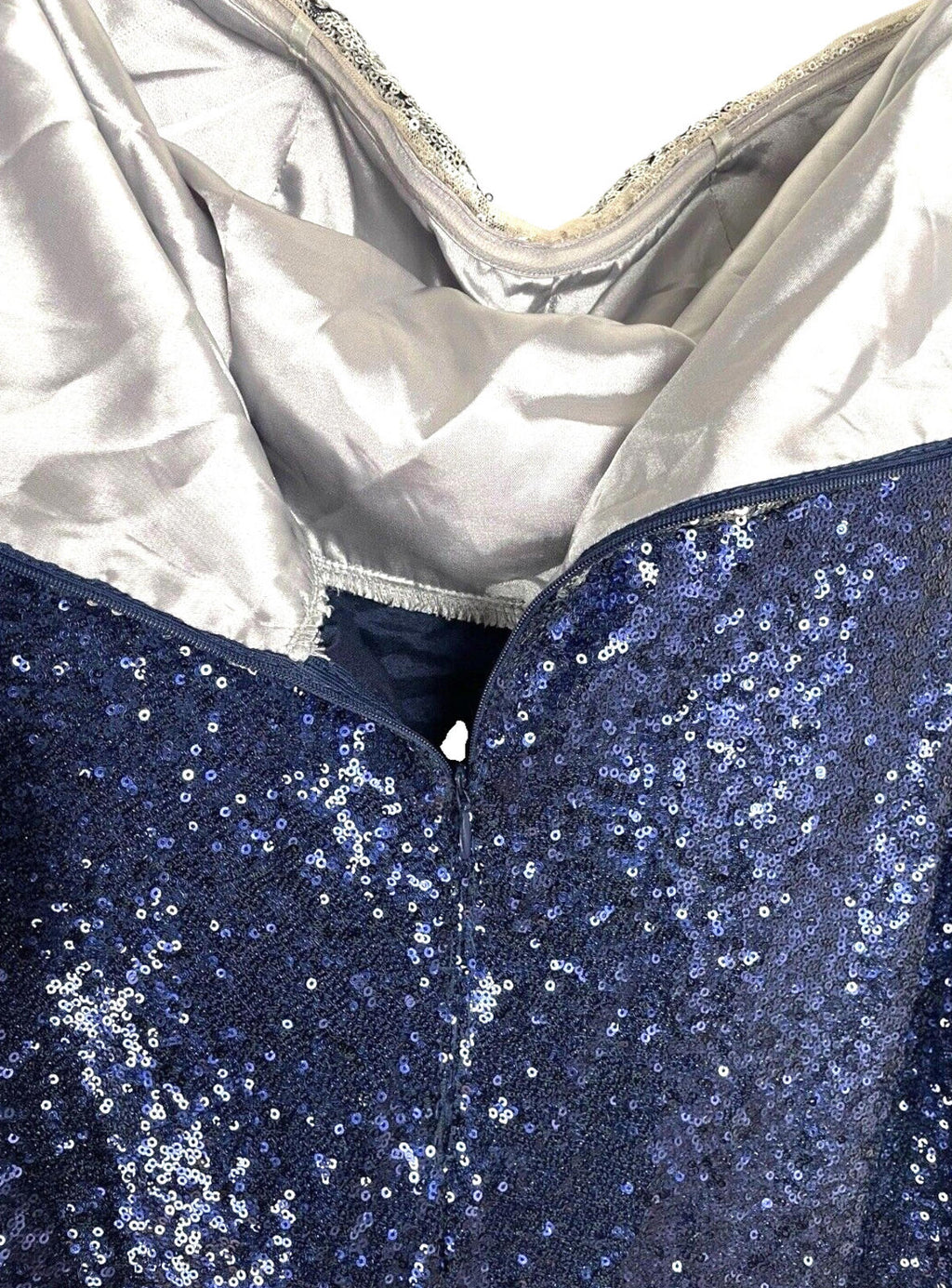 Ever-Pretty Dress Women's UK Size 18 Blue Sequin Strapless Occasion Sparkle
