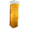 Strapless Drape Maxi Dress Women’s UK Size 8 Mustard Yellow Velour Occasion