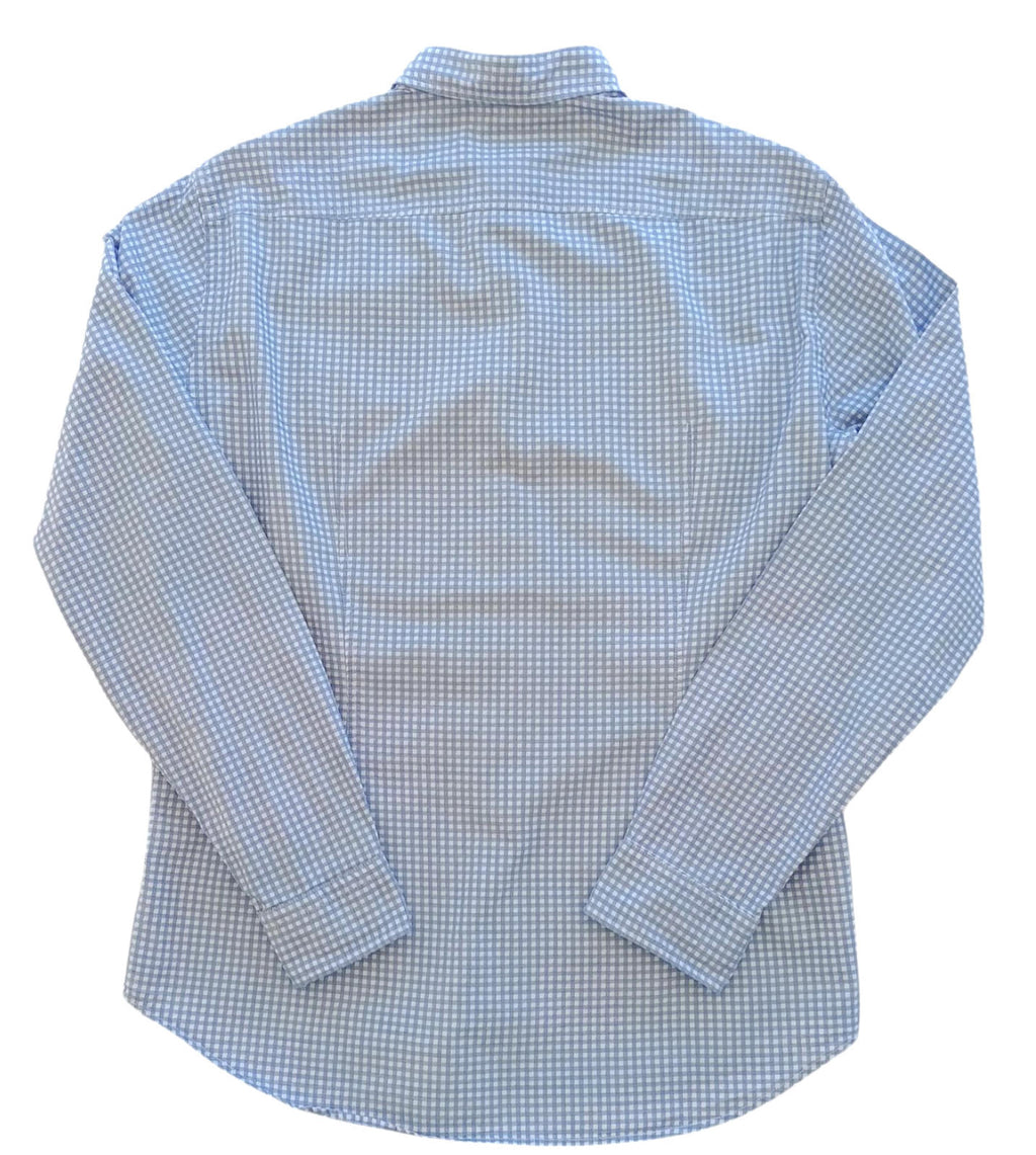 Hugo Boss Shirt Men's UK Size M Long Sleeve Blue Check 100% Cotton Pocket Modern