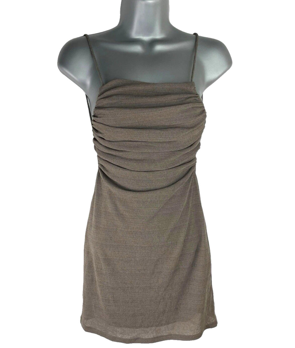 Pull & Bear Brown Mini Dress Backless Ruched Side Women’s UK Size XS
