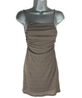 Pull & Bear Brown Mini Dress Backless Ruched Side Women’s UK Size XS
