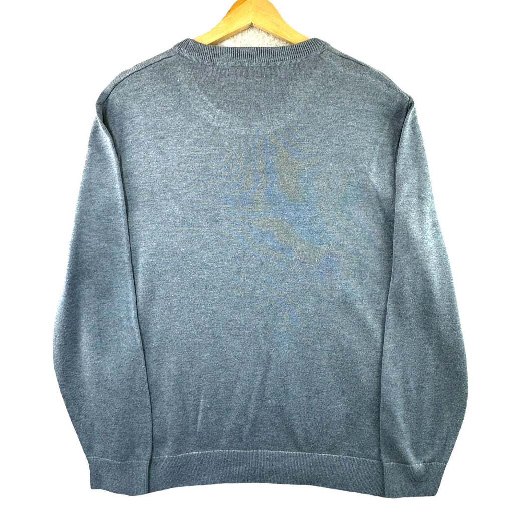 Nautica Jumper Men's UK Size L Blue Long Sleeve Crew Nexk Striped Collar Logo