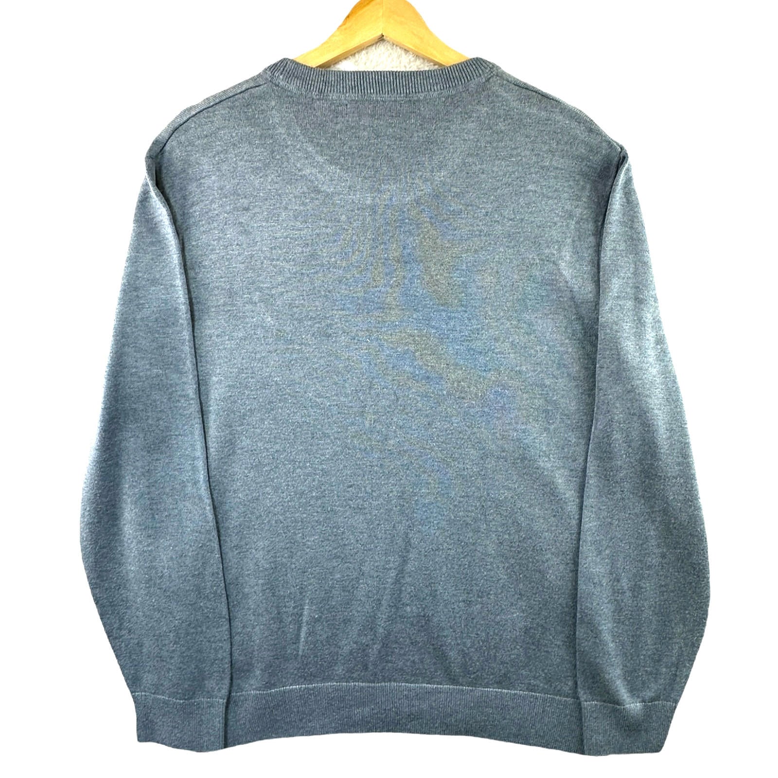 Nautica Jumper Men's UK Size L Blue Long Sleeve Crew Nexk Striped Collar Logo