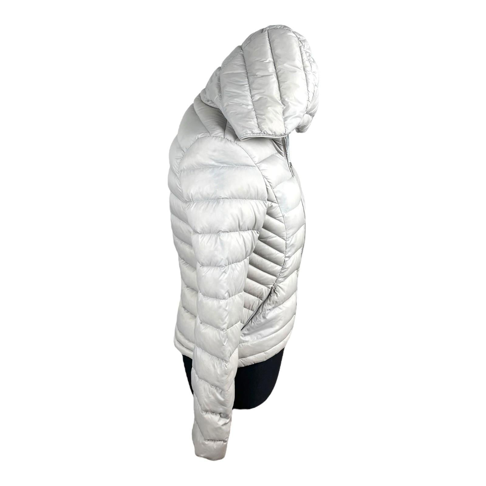 Grey Beige Padded Jacket Duck Feather Quilted Hooded Zip Up Women’s UK Size S