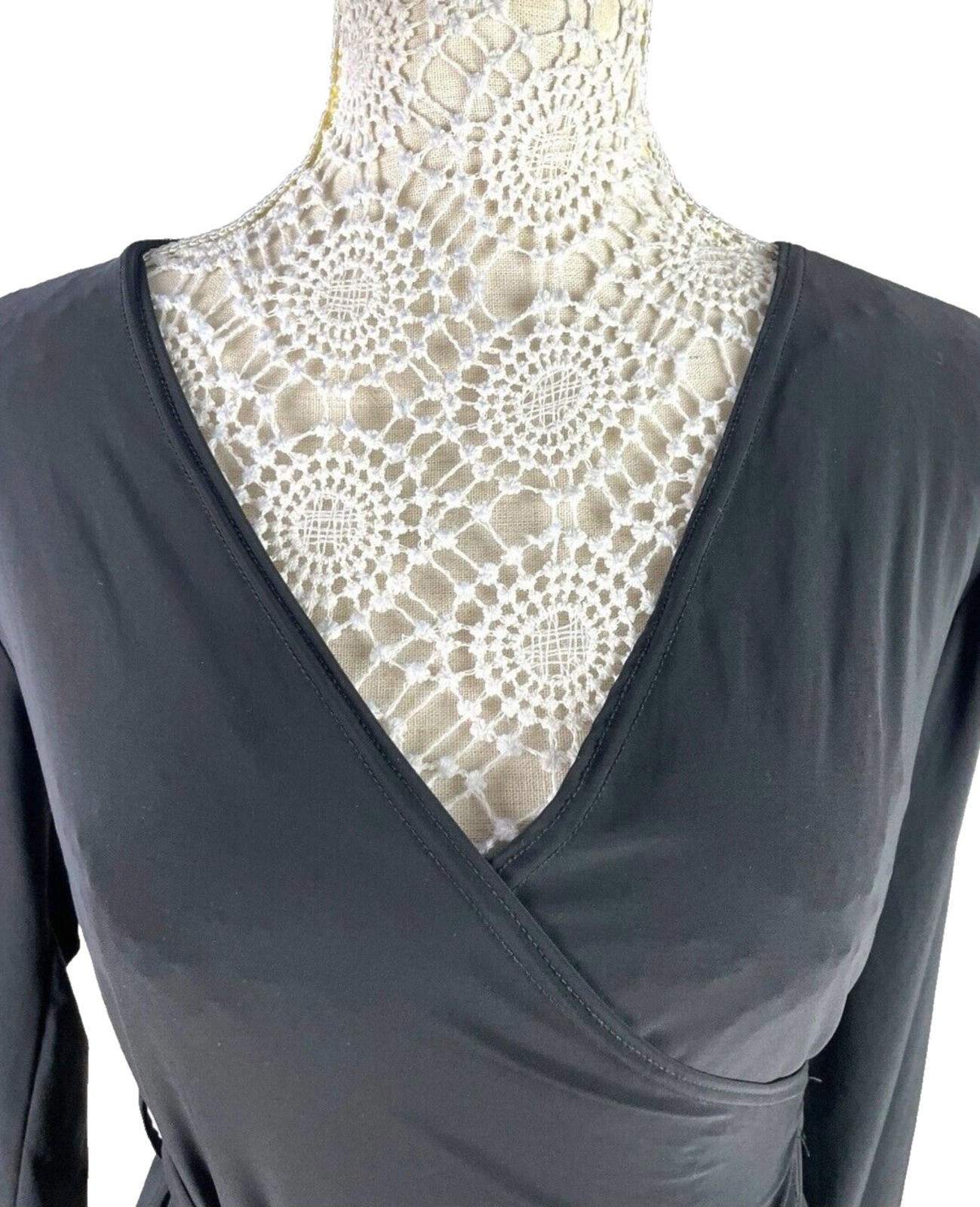 Missguided Black Wrap Dress Long Sleeve Mini Women’s UK Size 12