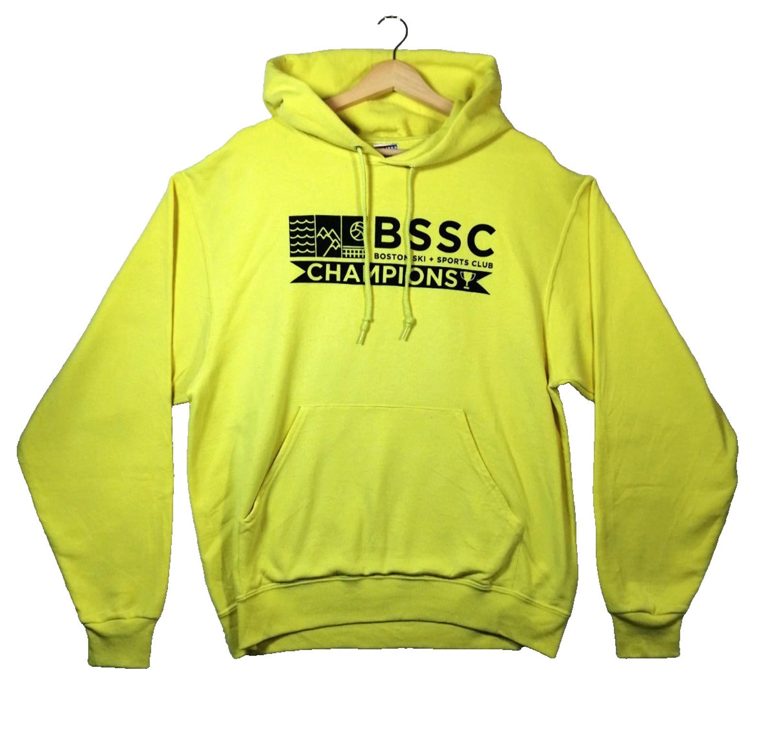 Boston BSSC Champions Hoodie Men's Size M Yellow Jersey Hooded Pockets Sports