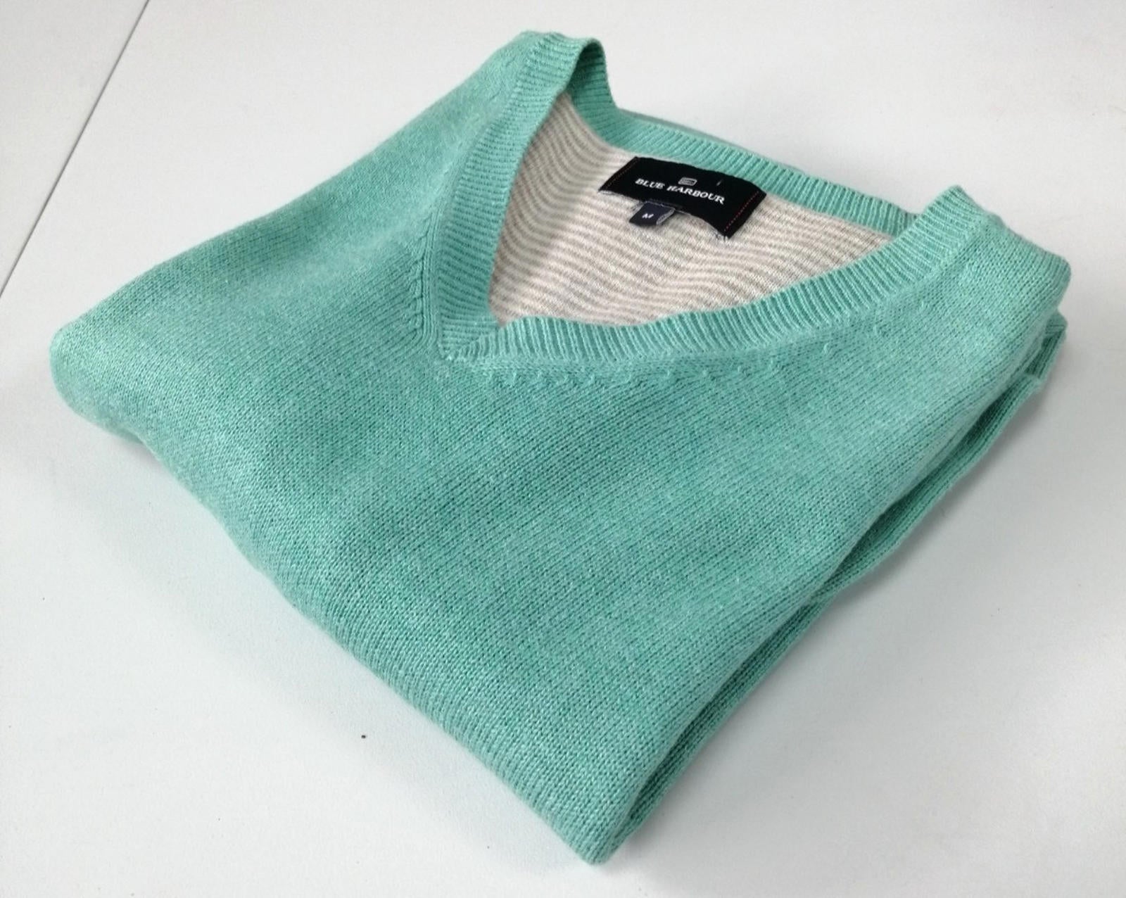Blue Harbour Knit Jumper Men's Size M Teal Sweater Chest 38-40in 100% Cotton
