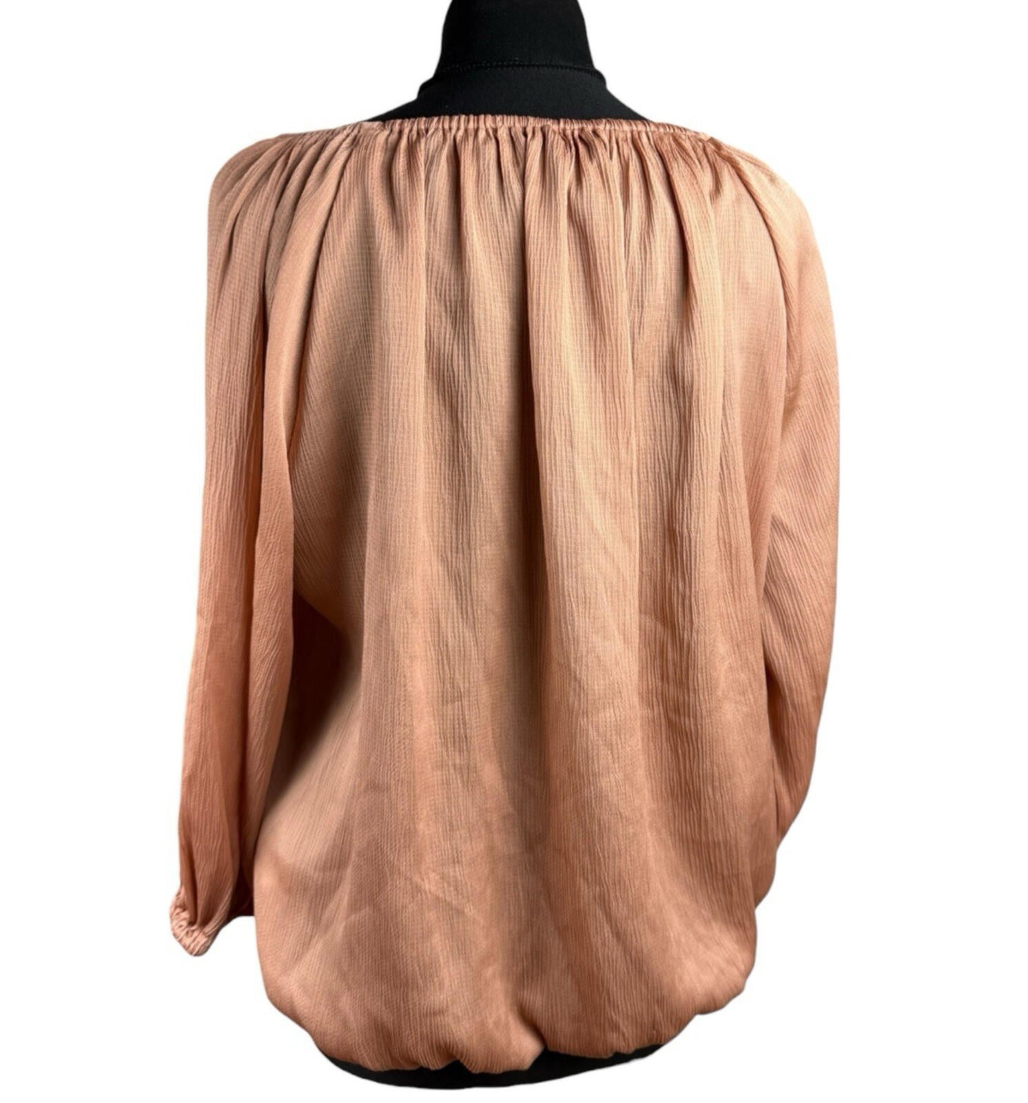 Peacocks Satin Peplum Top Women's UK Size 14 3/4 Sleeve Rose Gold