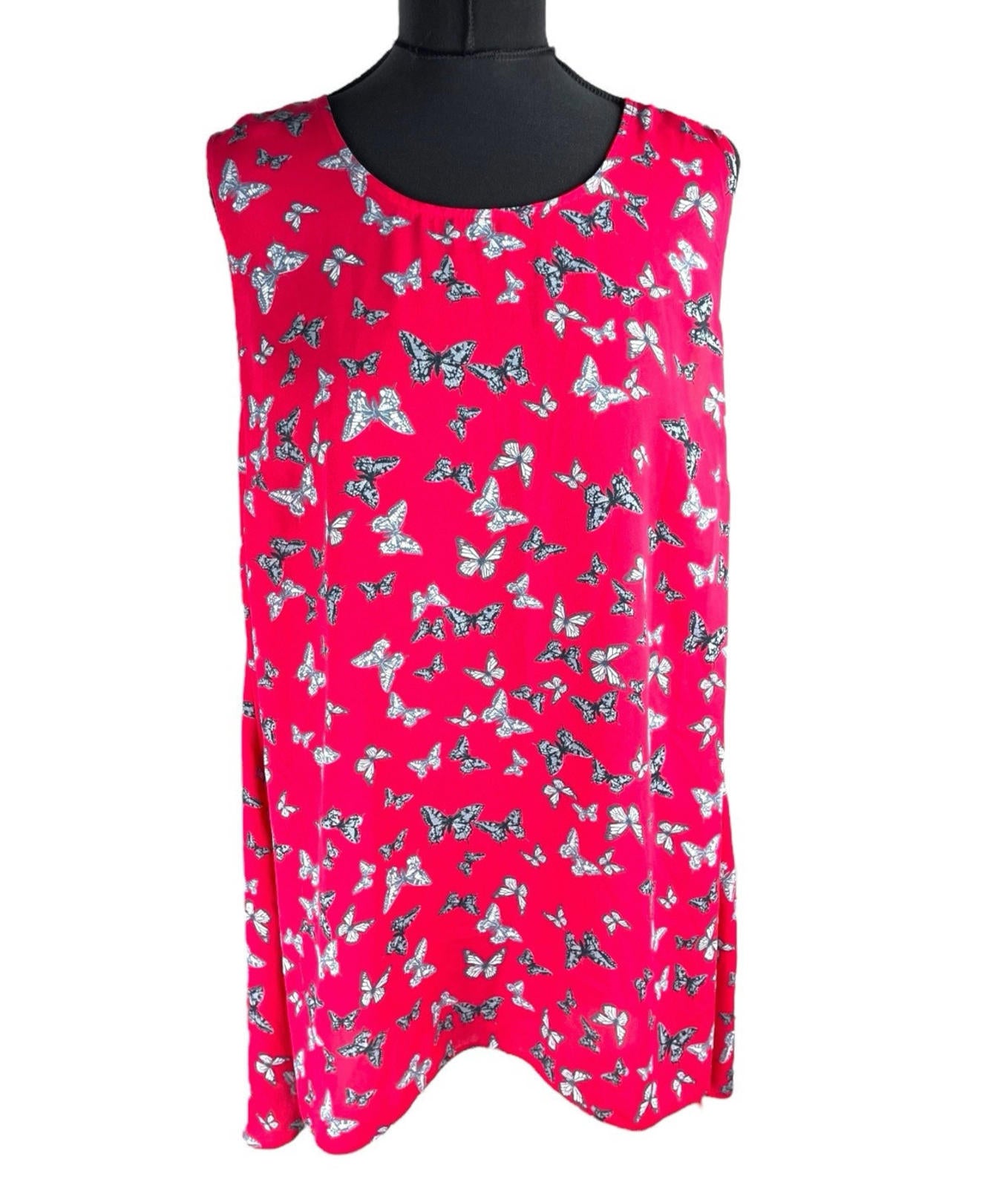 George Red Thin Vest Top Butterfly Print Women’s UK Size 16