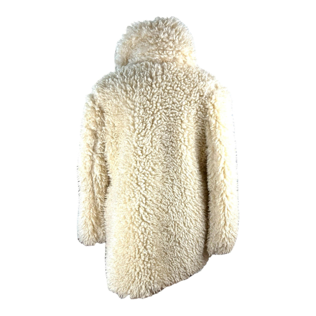 JGL Cream Teddy Fleece Coat Jacket Collared Relaxed Fit Women’s UK Size 8