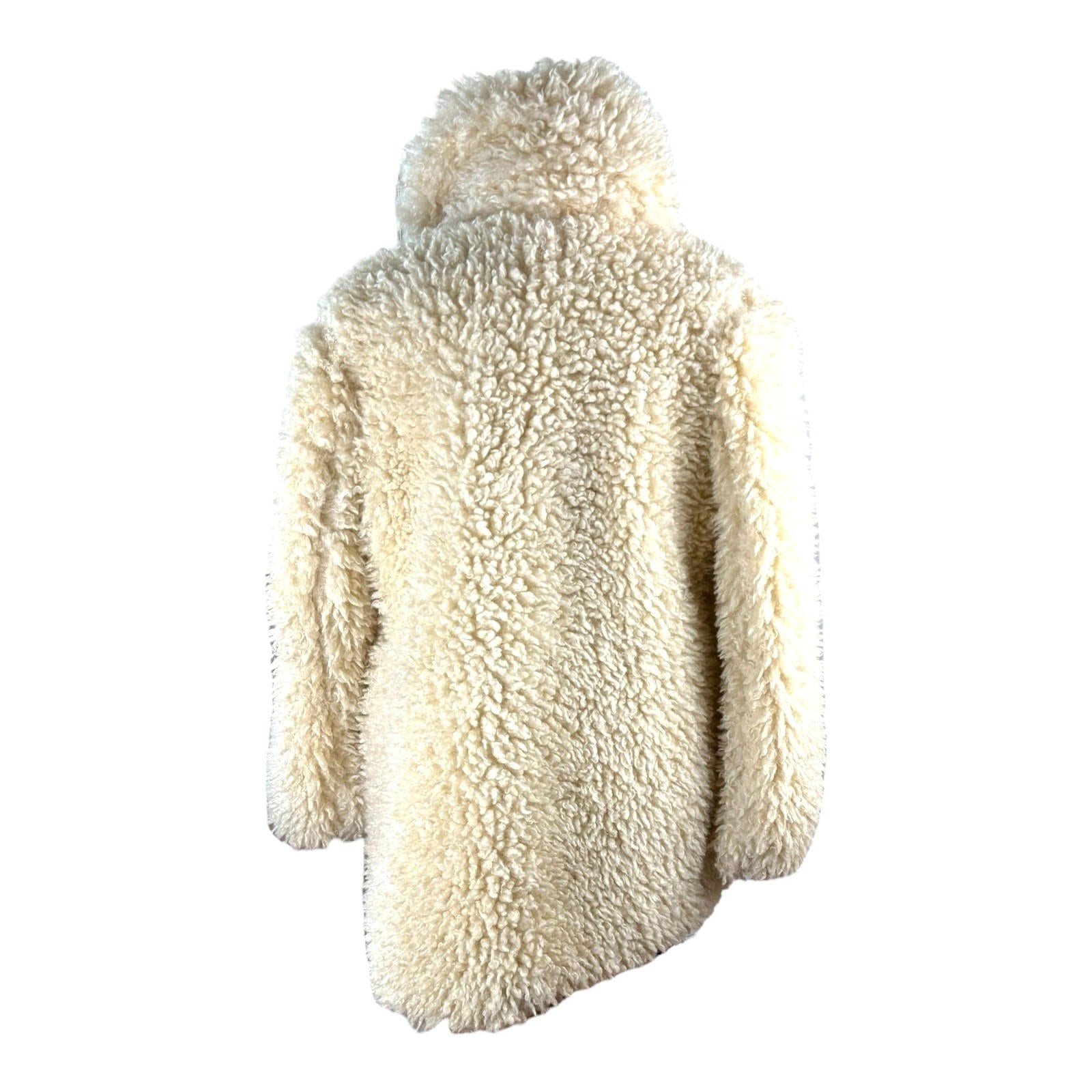 JGL Cream Teddy Fleece Coat Jacket Collared Relaxed Fit Women’s UK Size 8