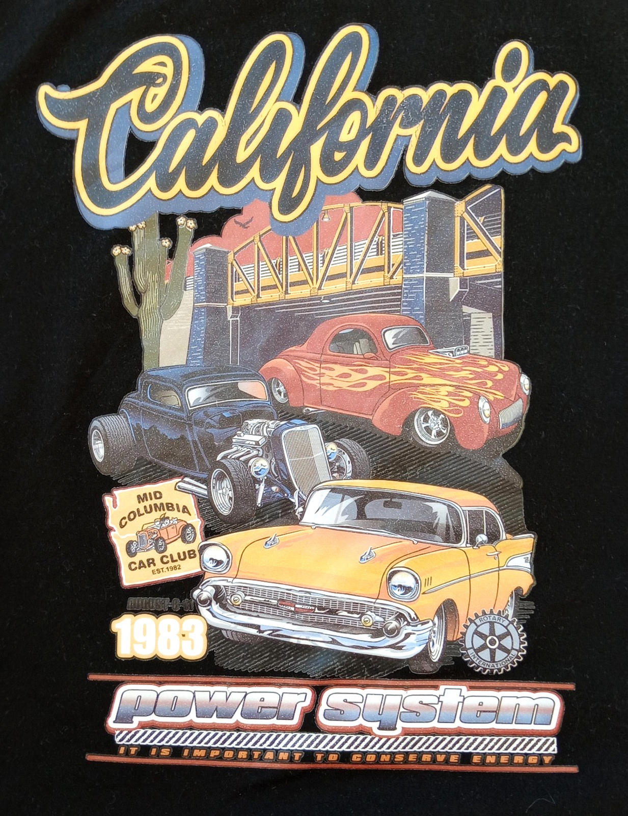 California Graphic Print T-Shirt Men's UK Size S Black Crew Neck 100% Cotton