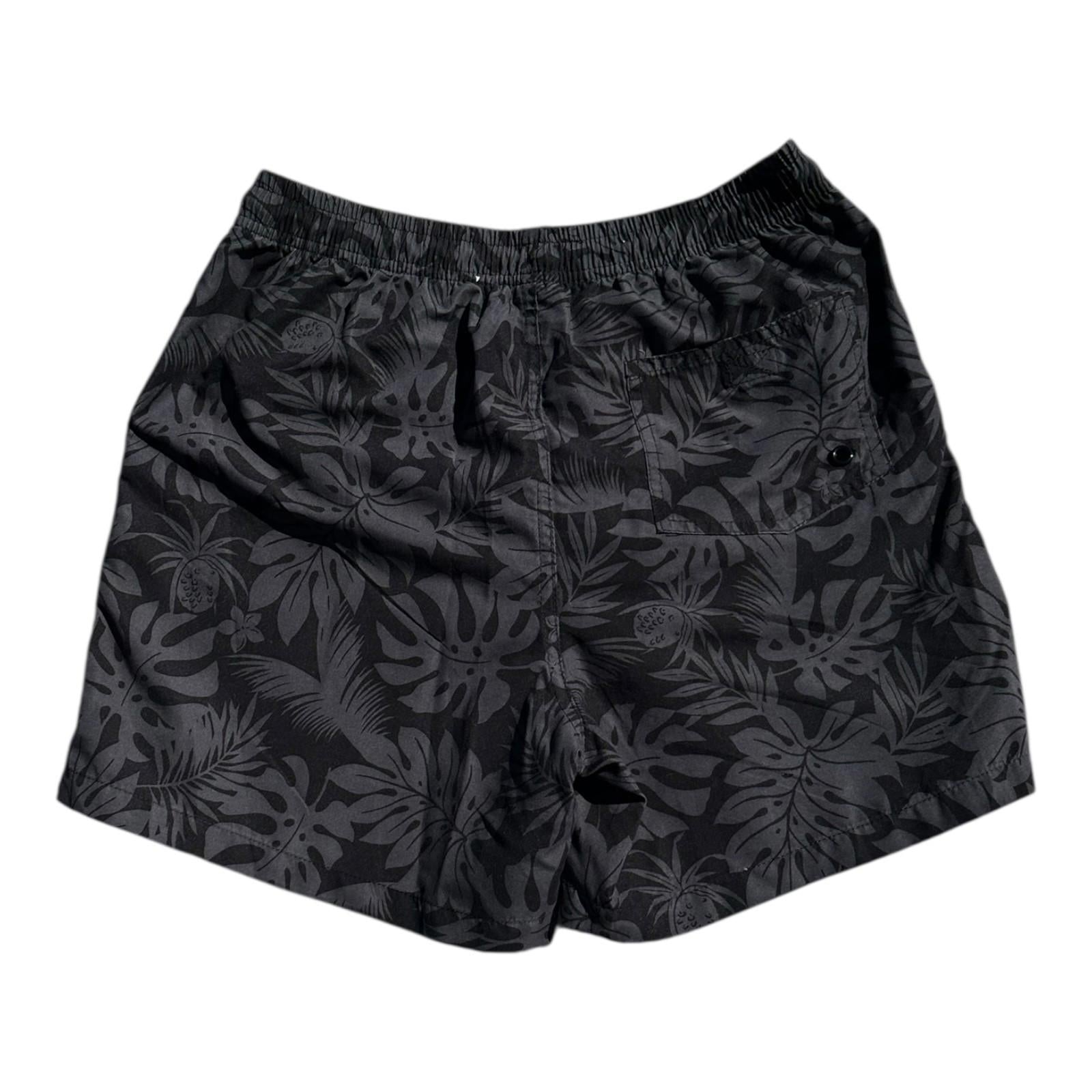 F&F Shorts Men's UK Size S Black Floral Graphic Print Swimming Pool Beach Summer