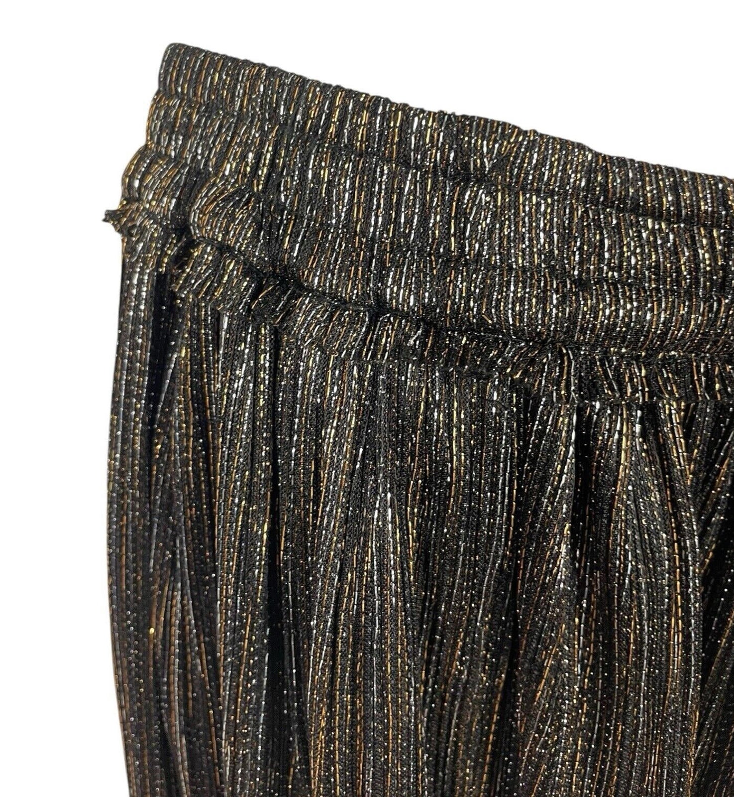 Zara Basic Black & Gold Sparkle Party Skirt Maxi Lined Women’s UK Size XS
