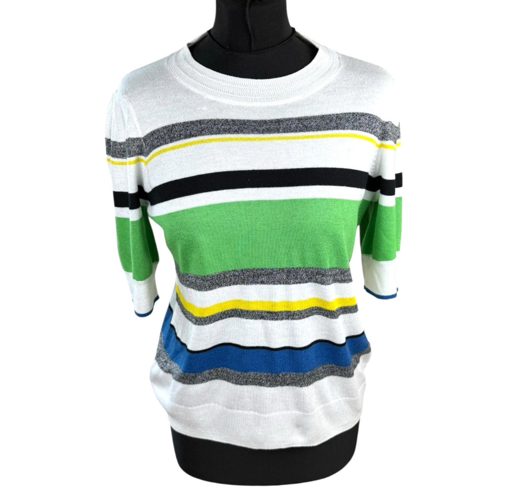 Next Thin Jumper Striped 3/4 Sleeve Women’s UK Size M Crew Neck Multi Coloured