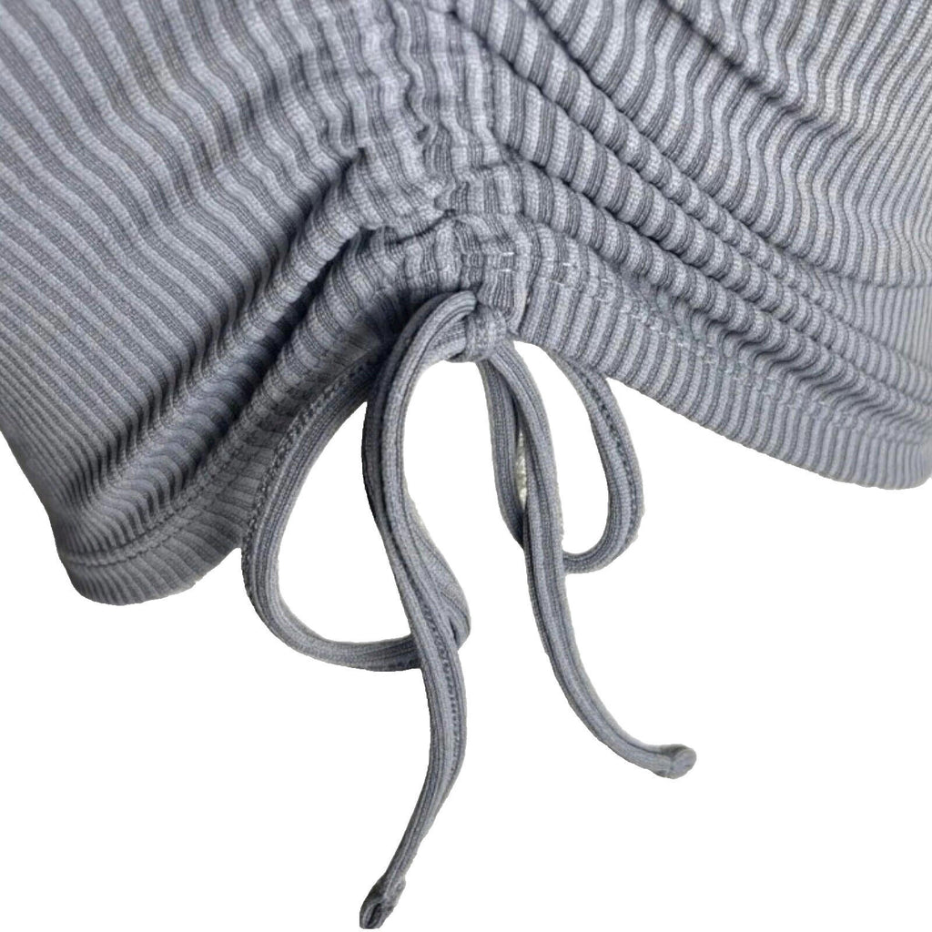 Divided Crop Top Grey Rib Ruffle Detail T-Shirt Blouse Women's UK Size XS