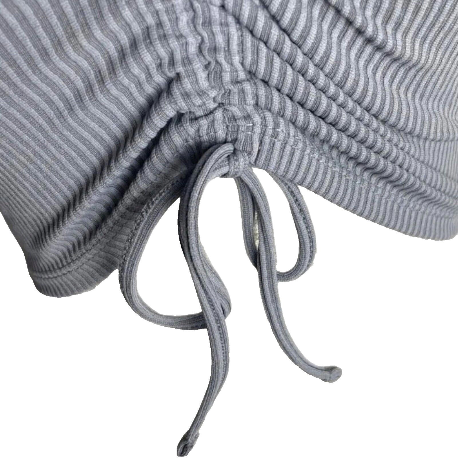 Divided Crop Top Grey Rib Ruffle Detail T-Shirt Blouse Women's UK Size XS