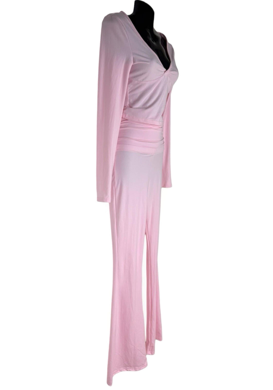 Pink Co Ord Set Women’s UK Size XS High Waist Flared Trouser & Crop Top Set